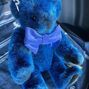 The Vermont Bear Blue Plush Teddy Bear with Bow Tie